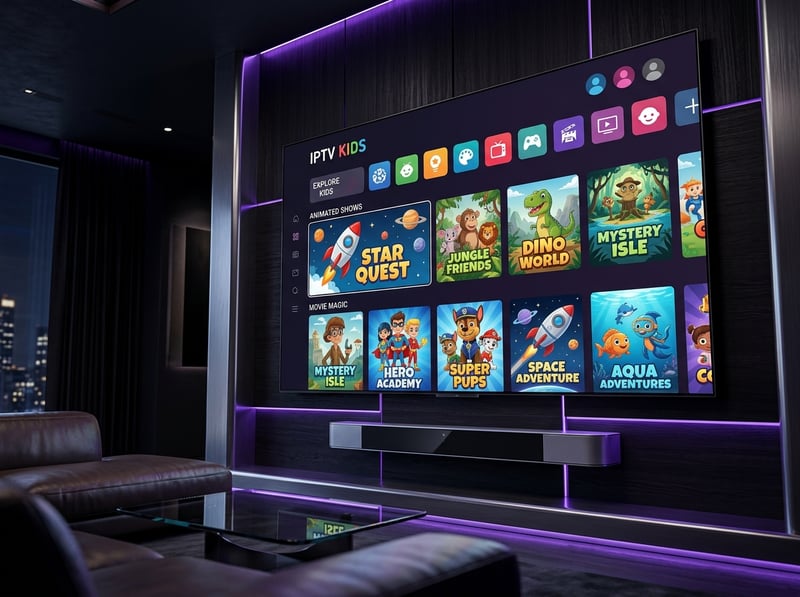 A large flat screen TV with a selection of children's games and apps on it.