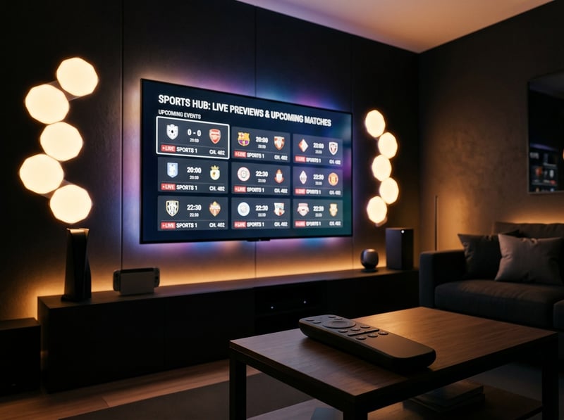 A large flat screen TV displaying a sports channel.