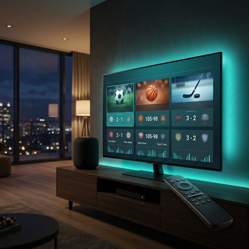 A flat screen TV with a sports game on the screen.