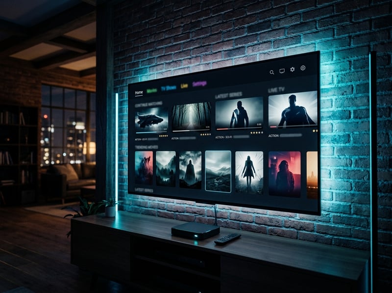A flat screen TV with a menu on the screen.