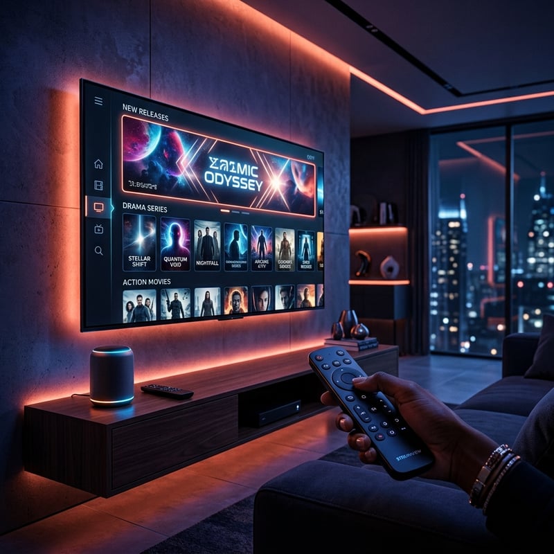 A person holding a remote control in front of a large screen TV.