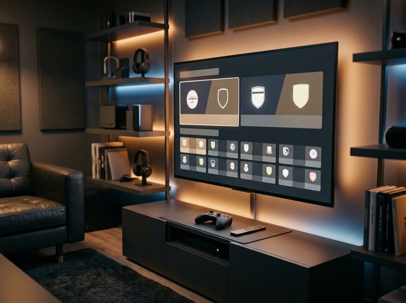 A large flat screen TV with a video game on it.
