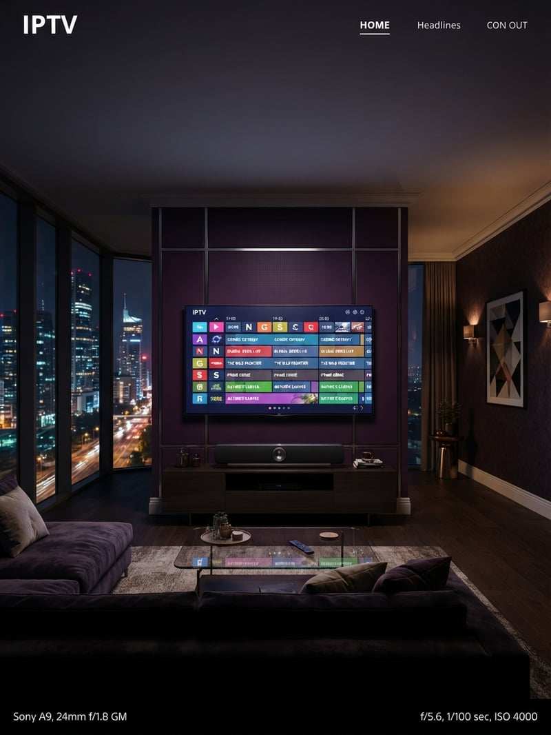A large flat screen TV with a purple wall behind it.